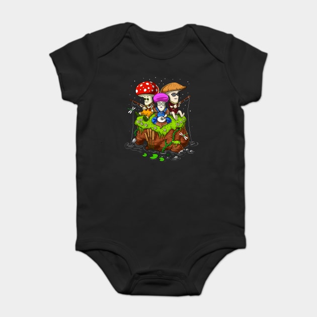 Hippie Magic Mushrooms Baby Bodysuit by underheaven